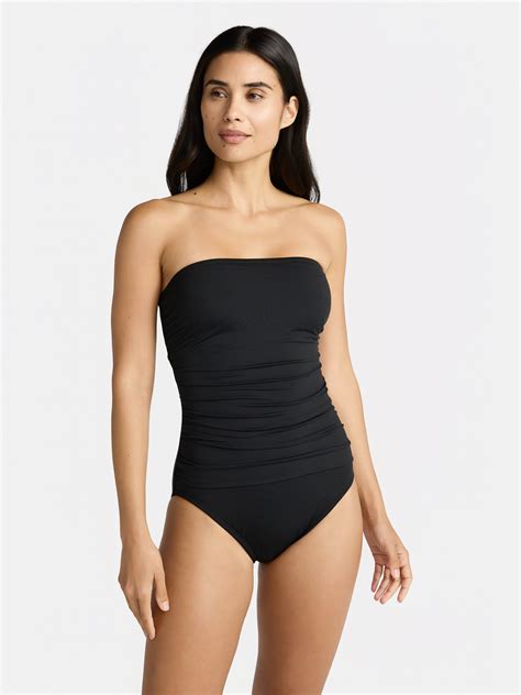 Time and Tru Womens and Plus Core Strapless One Piece Swimsuit, Sizes