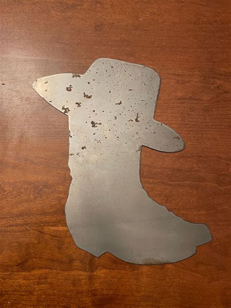 rustic metal western boots  cowboy hat etsy