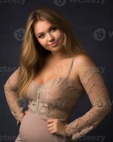 pregnant woman in nude dress on dark background generative ai 29689149