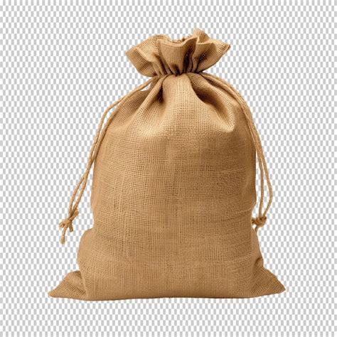 premium psd burlap sack bag isolated  transparent background