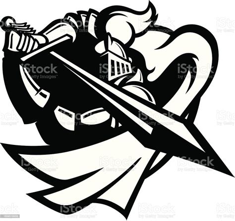 "Logo style knight mascot, black and white version. Great for sports ...