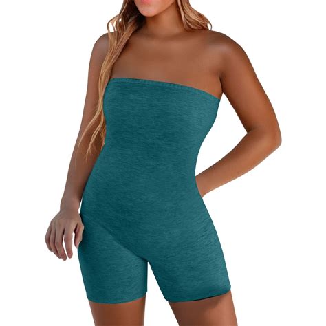 Uqiangy Women's Strapless Unitard Bodysuit One Piece Sleeveless Short