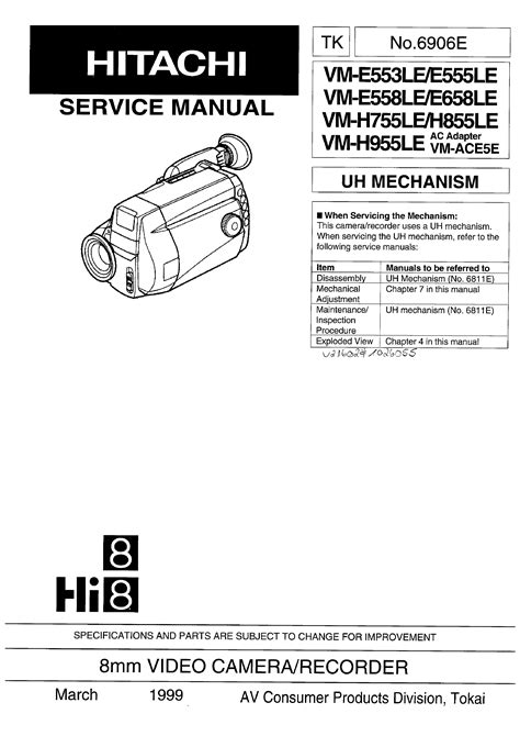 Hitachi Vm E330e H630e Service Manual Download 4