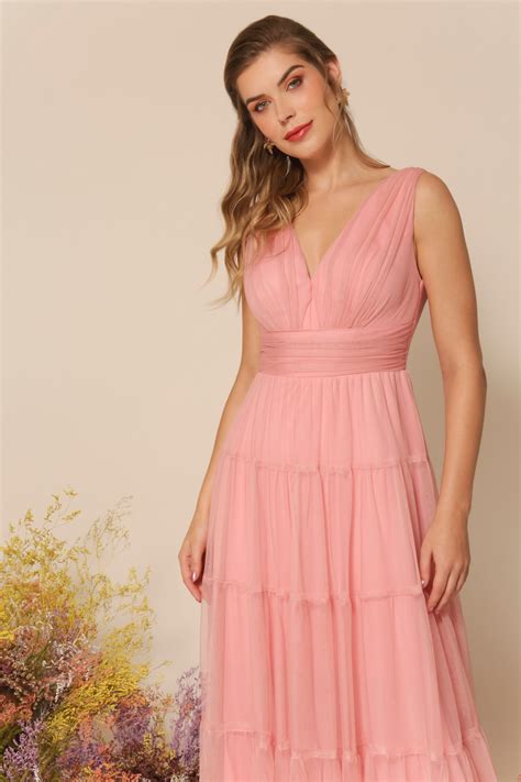 Vestido de festa Vestido de Festa Rosa Longo Evelyn | Ladydress