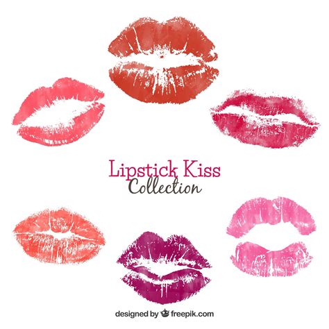 Premium Vector | Lipstick kisses collection in red and rose color