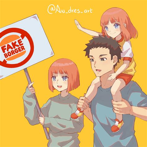 mother, daughter, and father (mcdonald's and 2 more) drawn by an_dres