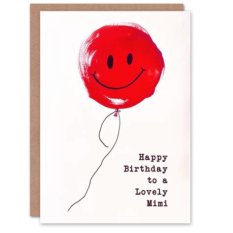 Happy Birthday to a Lovely Mimi Simple Smiley Face Red Balloon Fun Non