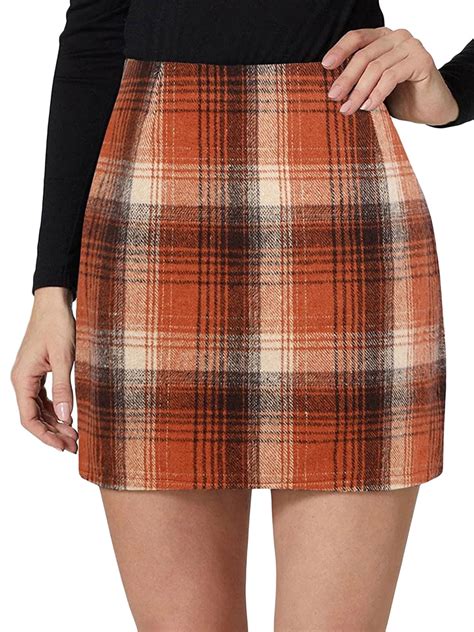 Women Plaid Mini Skirt High Waist Bodycon A Line Skirts Vintage Tartan