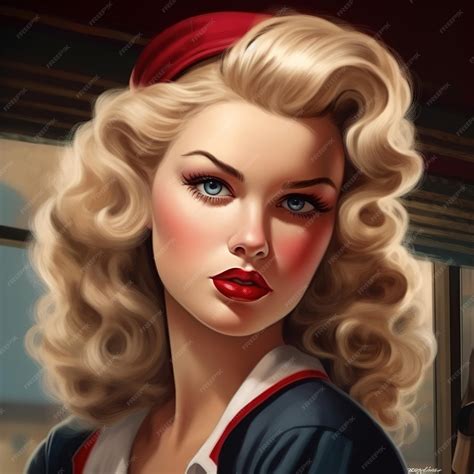Premium Photo | Style retro pin up girl illustration