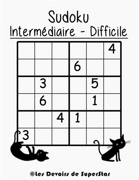 Les Devoirs de SuperStar: Sudoku Niveau Intermédiaire