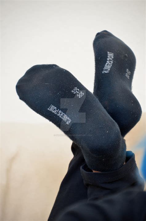 Foot model Kathleen's black socks in pose [ReUp] by SoonDeleted on