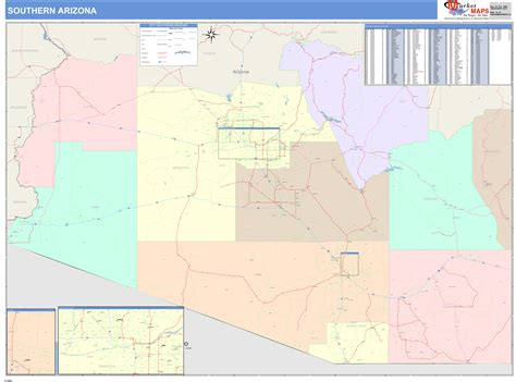 Arizona Southern Wall Map Color Cast Style by MarketMAPS - MapSales.com