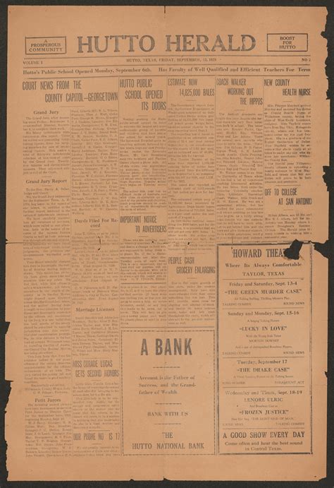 Hutto Herald (Hutto, Tex.), Vol. 1, No. 2, Ed. 1 Friday, September 13