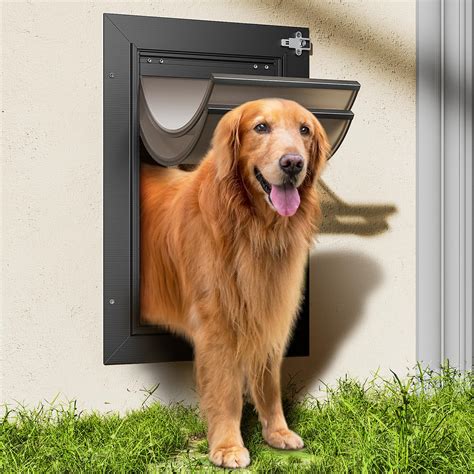 Dog Door for Wall, Large Doggy Door with Aluminum Frame and Double