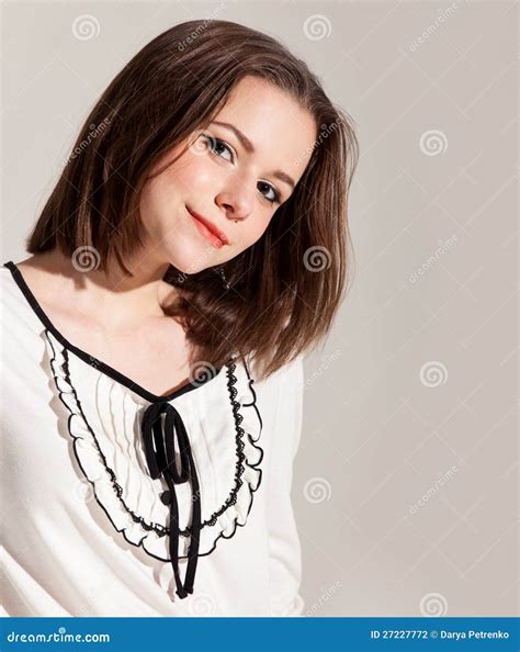 Young Cute Brunette Teen Girl Stock Photo - Image of natural, european