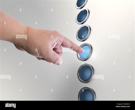 man pushing  button stock photo alamy
