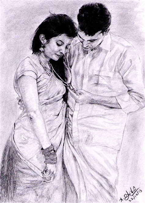 Indian Traditional couples - Pencil work Couple Drawings, Love Drawings