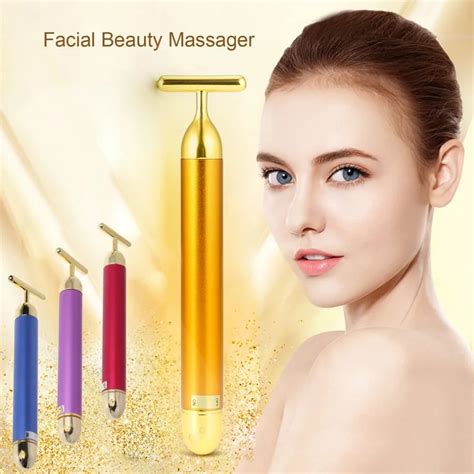Slimming Face roller 24k Gold Colour Vibration Facial Beauty Roller ...