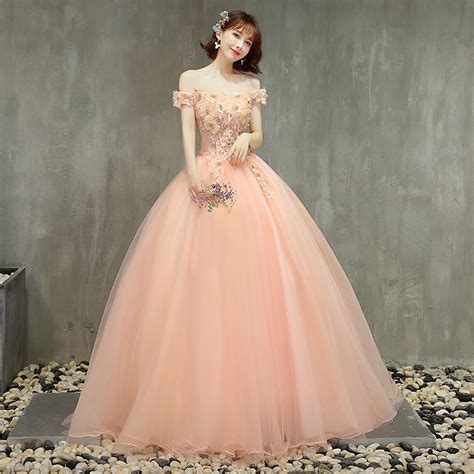 beaunique romantic blush pink strapless  shoulder beaded bridal gown