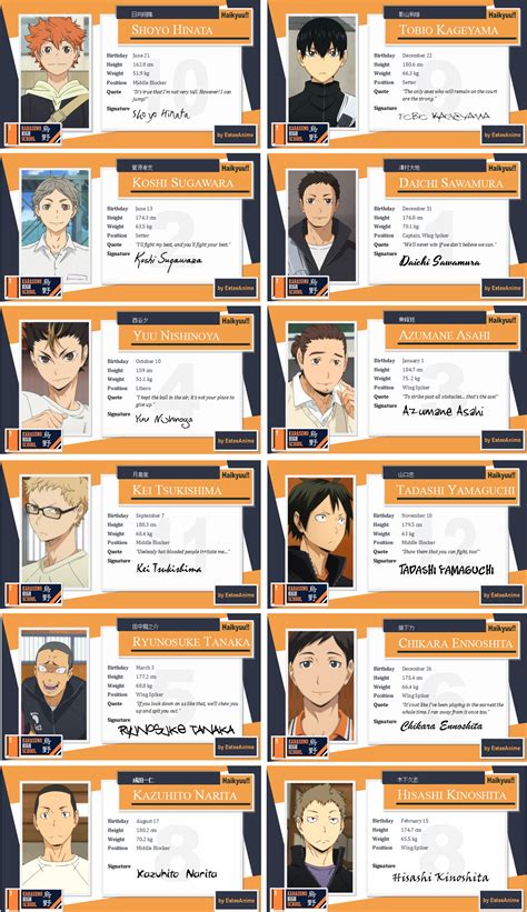 Haikyuu Characters Karasuno Team