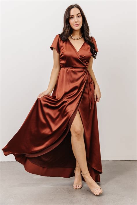 Krystal Satin Wrap Gown | Cinnamon | Baltic Born
