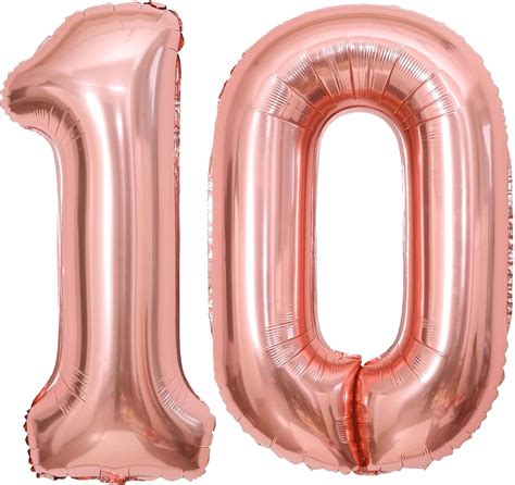 Amazon.com: Rose Gold 10 Number Balloons,40 Inch Big Giant Jumbo 10 ...