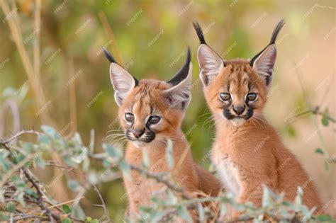 Premium Photo | Curious Caracal cubs