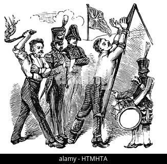 English military punishment of flogging with a cat o'nine tails Stock ...