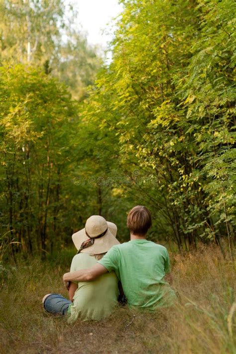 young loving couple  nature stock photo image  happinness female