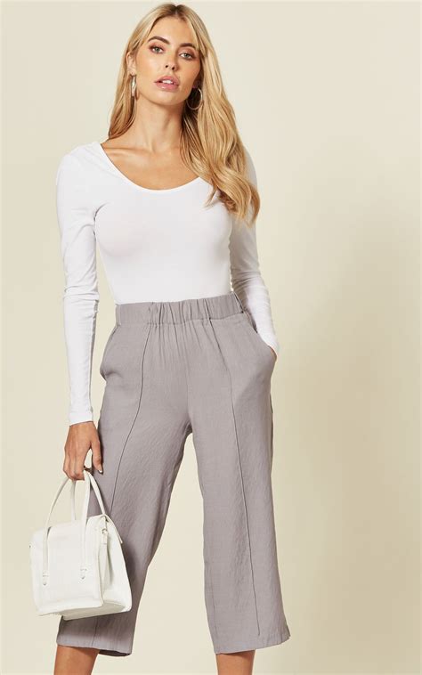 Grey Fitted Cropped Trousers | SilkFred | Cropped trousers, Trousers