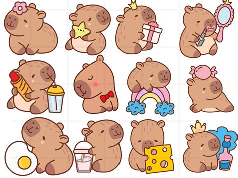 kawaii capybara png cute anime clipart bundle   cute kawaii