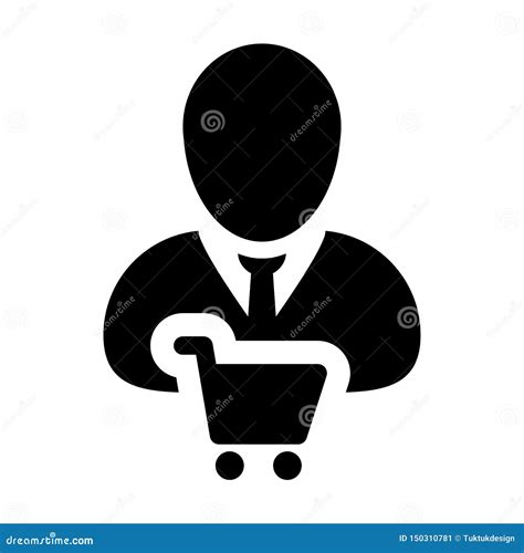 Consumer Icon Vector with Male Customer Person Profile Avatar Symbol