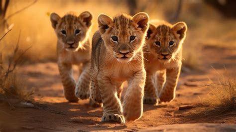 Premium AI Image | Witnessing Lion Cubs' Wilderness Adventures in the ...