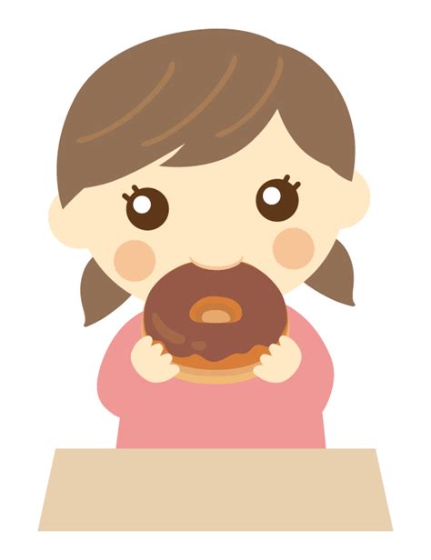 ドーナツを食べる子ども（女の子）のイラスト | 無料のフリー素材 イラストエイト