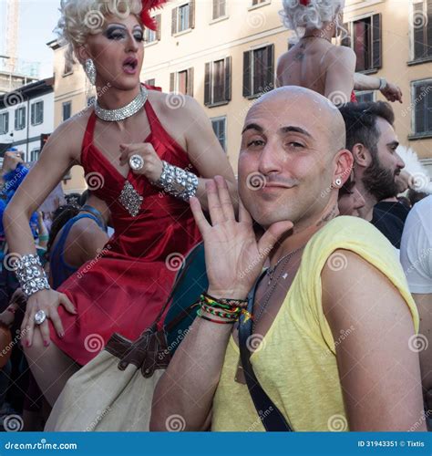People at Gay Pride Parade 2013 in Milan, Italy Editorial Photo - Image