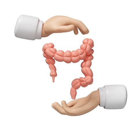 3d doctor hands protecting colon isolated. check colon health, organs