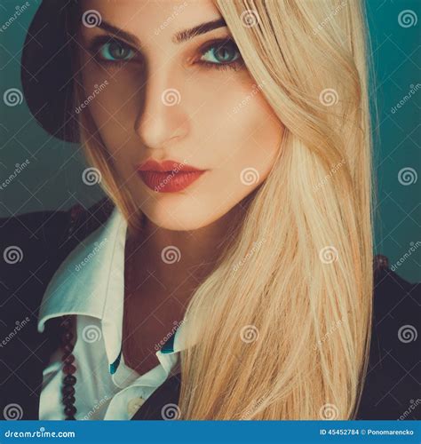 Square Portrait of Sexual Blonde Woman in Studio Stock Photo - Image of