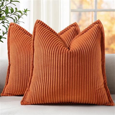 amazoncom decoruhome summer corduroy rust euro sham throw pillow