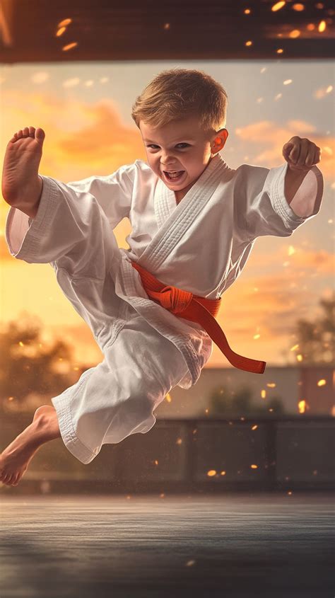 karate kid kicking image karate sunset boy   stockcake