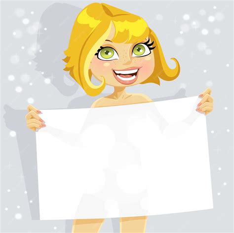 Premium Vector | Cute nude girl hold blank seductive banner for your text