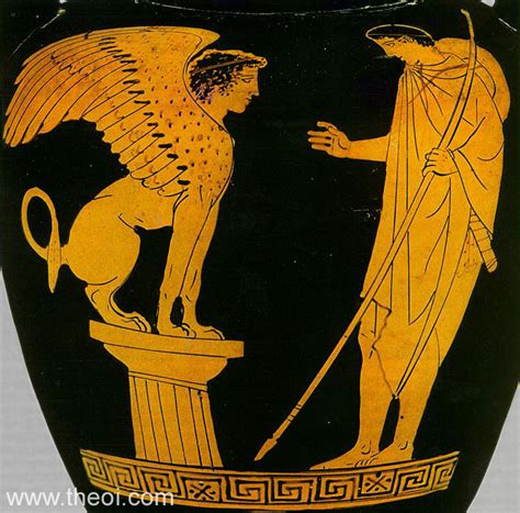 Sphinx & Oedipus - Ancient Greek Vase Painting