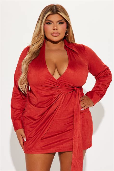 Elli Faux Suede Mini Dress - Rust | Fashion Nova