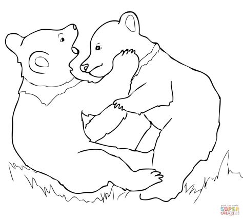 Grizzly Bear Cubs Playing coloring page | Free Printable Coloring Pages