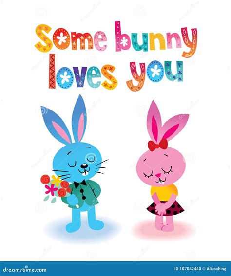 Some bunny loves you stock vector. Illustration of vintage - 107042440