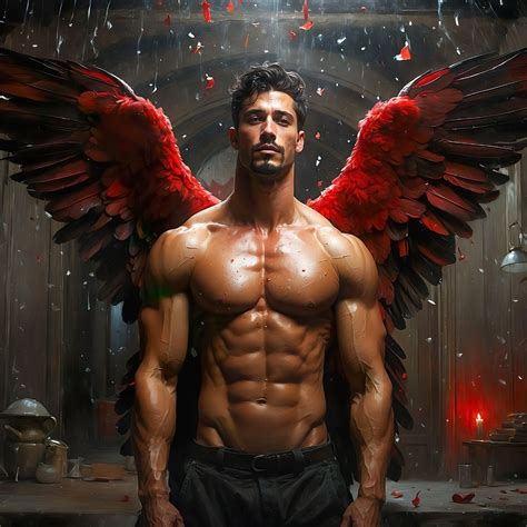 Muscle Man Nude Torso Figure Angel Wings Gay Art AI - Etsy