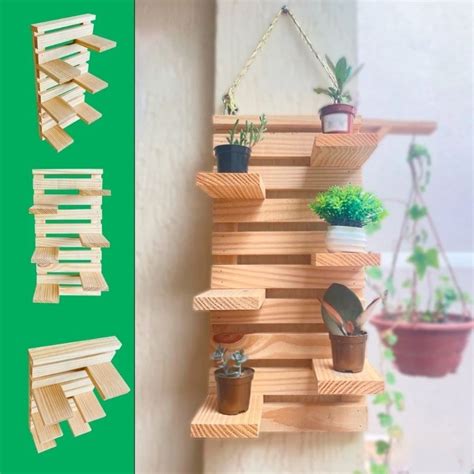 Suporte Plantas Parede Madeira - suporte para vasos de plantas para parede em madeira pinus | Shopee Brasil