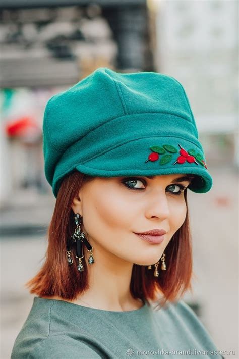 Кепи женская кепка зелёная "Фолк" из шерсти/бархата в интернет-магазине ...