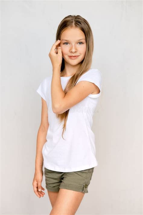 Portrait of Teenager Girl Standing Straight Stock Photo - Image of