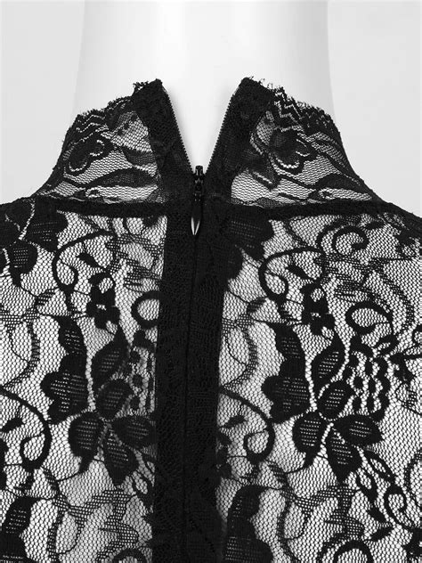 Women's Bodysuit Sexy See Through Catsuit Floral Lace Zipper Leotard