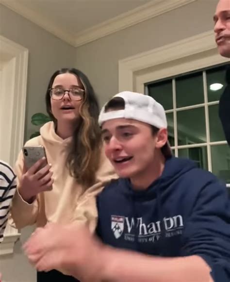 Noah Schnapp reacts to college acceptance with family